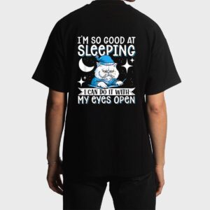 Sleeping Cat With Open Eyes Cat Lover Men T-Shirt