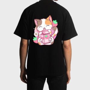 Strawberry Shake Strawberry Milk Cat Kawaii Neko Anime Girls Men T-Shirt