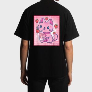 Strawberry Shake Strawberry Milk Cat Kawaii Neko Girls Anime Men T-Shirt