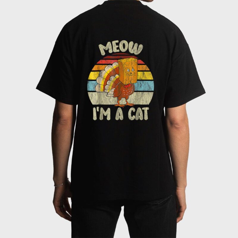 Thanksgiving Funny Turkey Fake Cat Meow Kitty Cats Lover_1 Men T-Shirt