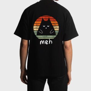 Vintage Black Cat  Meh Cat Meow Kitty Cat Lover Men T-Shirt
