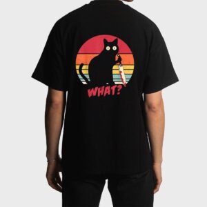 Vintage Cat What Funny Murderous Black Cat With Knife Men T-Shirt