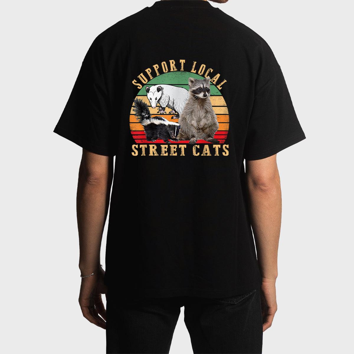 Vintage Support Local Street Cats! Raccoon, Skunk Men T-Shirt