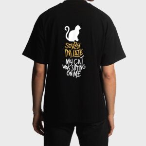 Vitnage Black Cat Sorry I'm Late My Cat Was Sitting On Me Men T-Shirt
