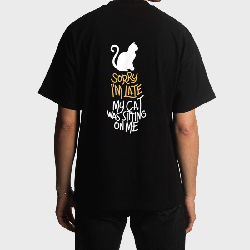 Vitnage Black Cat Sorry I'm Late My Cat Was Sitting On Me Men T-Shirt