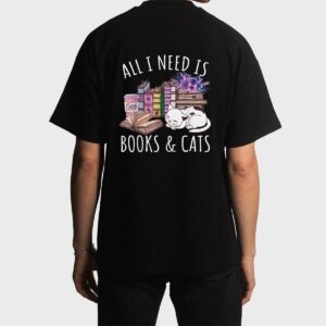 Women All I Need Is Books And Cats Cat Lover Kitten Reading Men T-Shirt