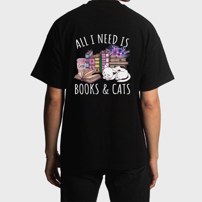 Women All I Need Is Books And Cats Cat Lover Kitten Reading Men T-Shirt