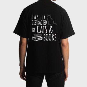 cat & book lover easily distracted by cats and books Men T-Shirt