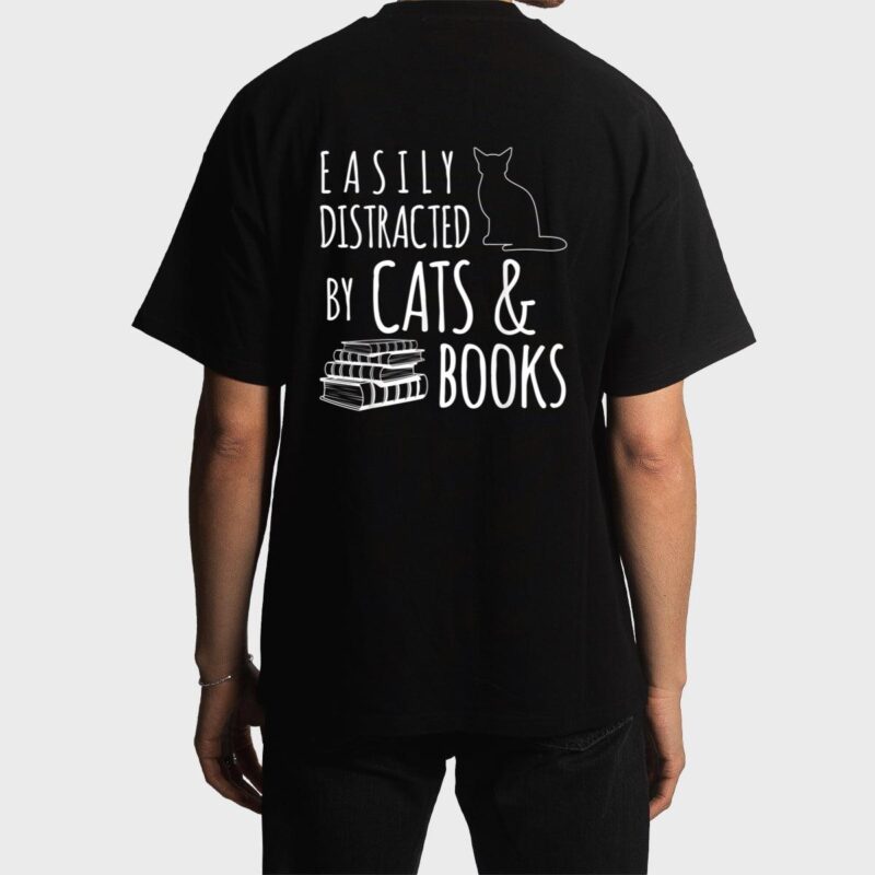 cat & book lover easily distracted by cats and books Men T-Shirt